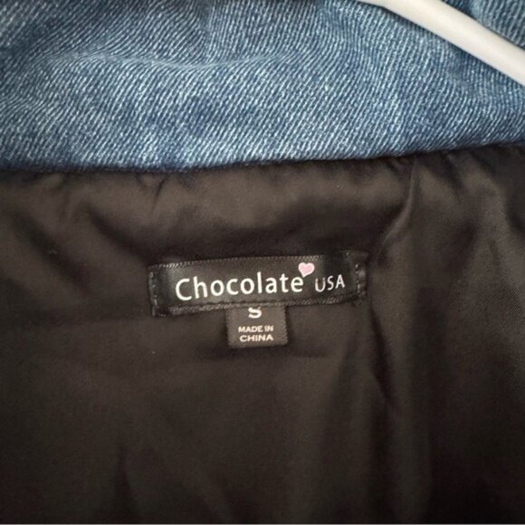 Chocolate USA Denim Puffer Jacket – Blue Coat Outerwear Size Small - Picture 7 of 12
